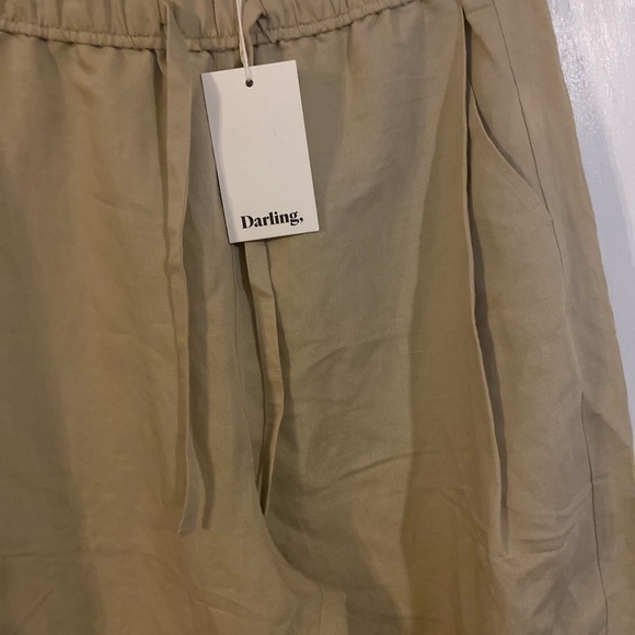 Darling, journey easy pant tan Linen Beige Cream barrel wide leg pull on S NWT - Picture 11 of 16